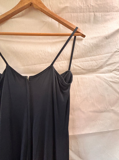 1970s Anna Beltrao Black Maxi Slip Dress