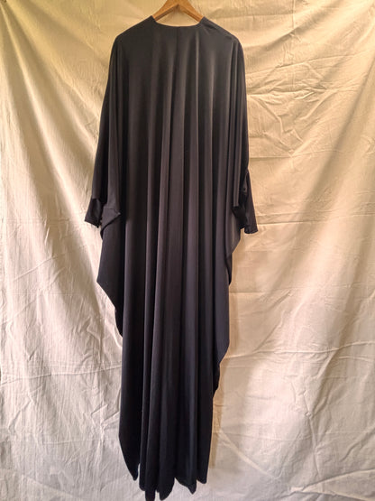 back view of 70s black Yuki kaftan