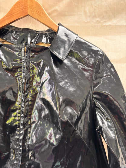 1960s Mary Quant Black PVC Vinyl Raincoat | Mod Vintage Coat