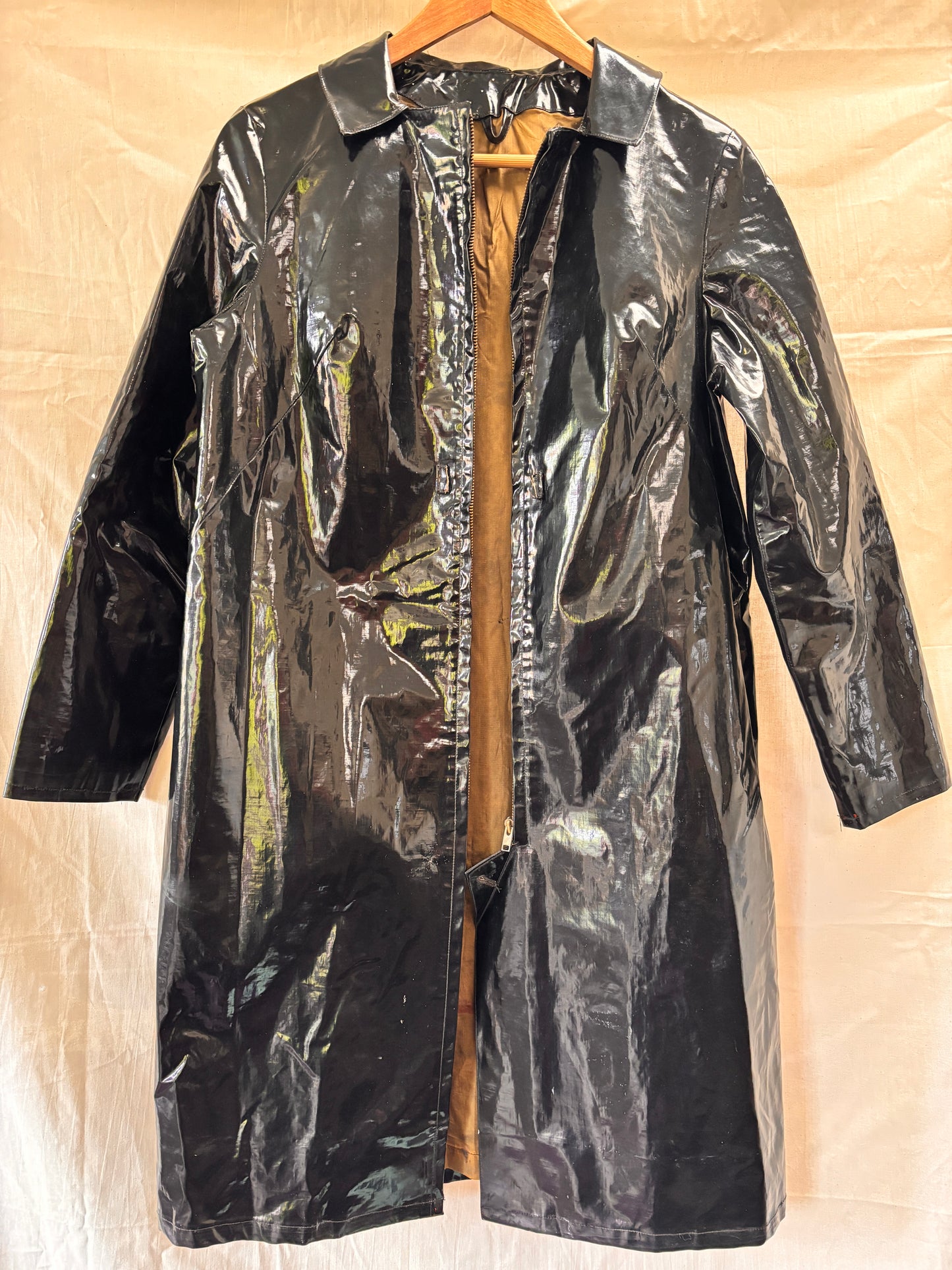 1960s Mary Quant Black PVC Vinyl Raincoat | Mod Vintage Coat