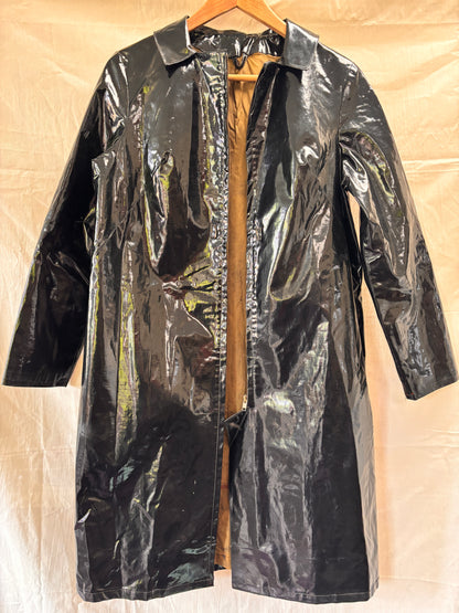 1960s Mary Quant Black PVC Vinyl Raincoat | Mod Vintage Coat