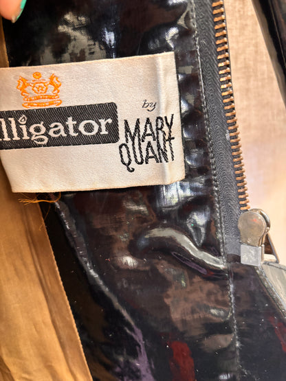 1960s Mary Quant Black PVC Vinyl Raincoat | Mod Vintage Coat