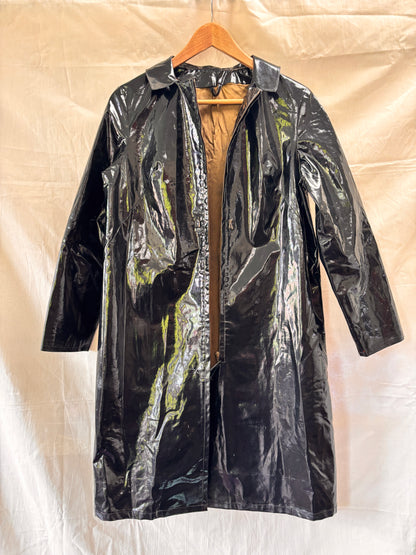 1960s Mary Quant Black PVC Vinyl Raincoat | Mod Vintage Coat