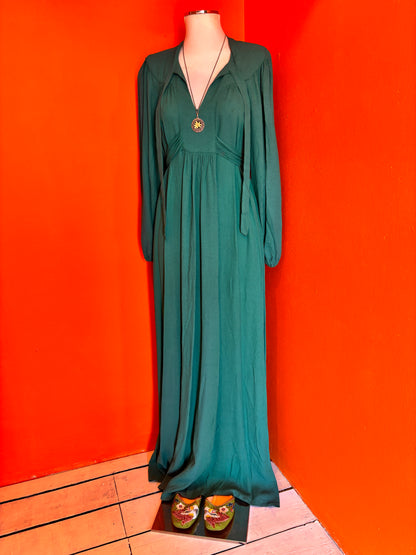 Ossie Clark Green Crepe Maxi Dress