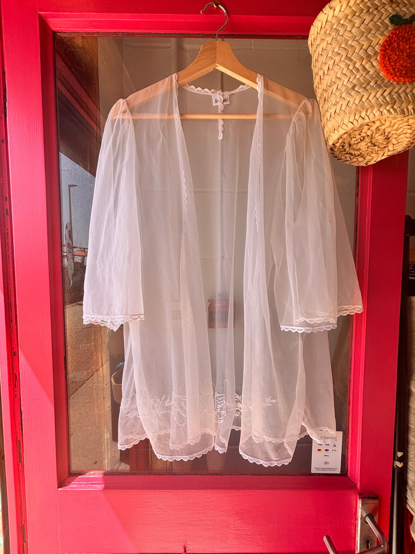 One-of-a-kind Vintage Sheer Bed Jacket with Embroidered Swans