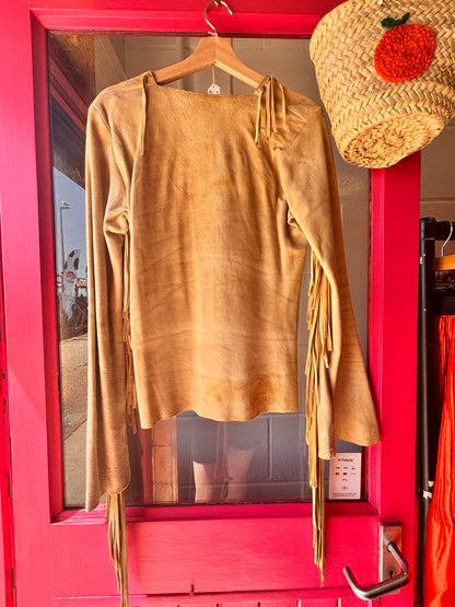 Vintage 1970s Handmade Fringed Chamois Leather Top