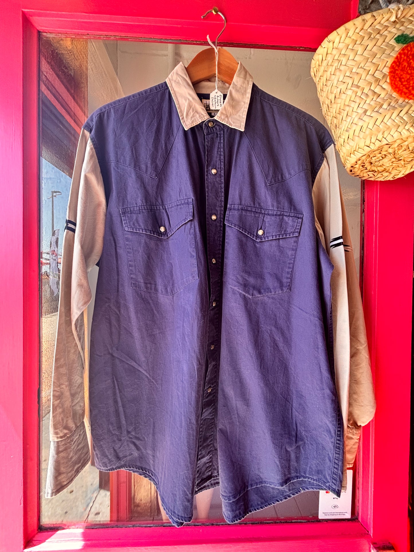 Vintage Express Rider Western Denim Shirt | Colour Block Snap Fastening