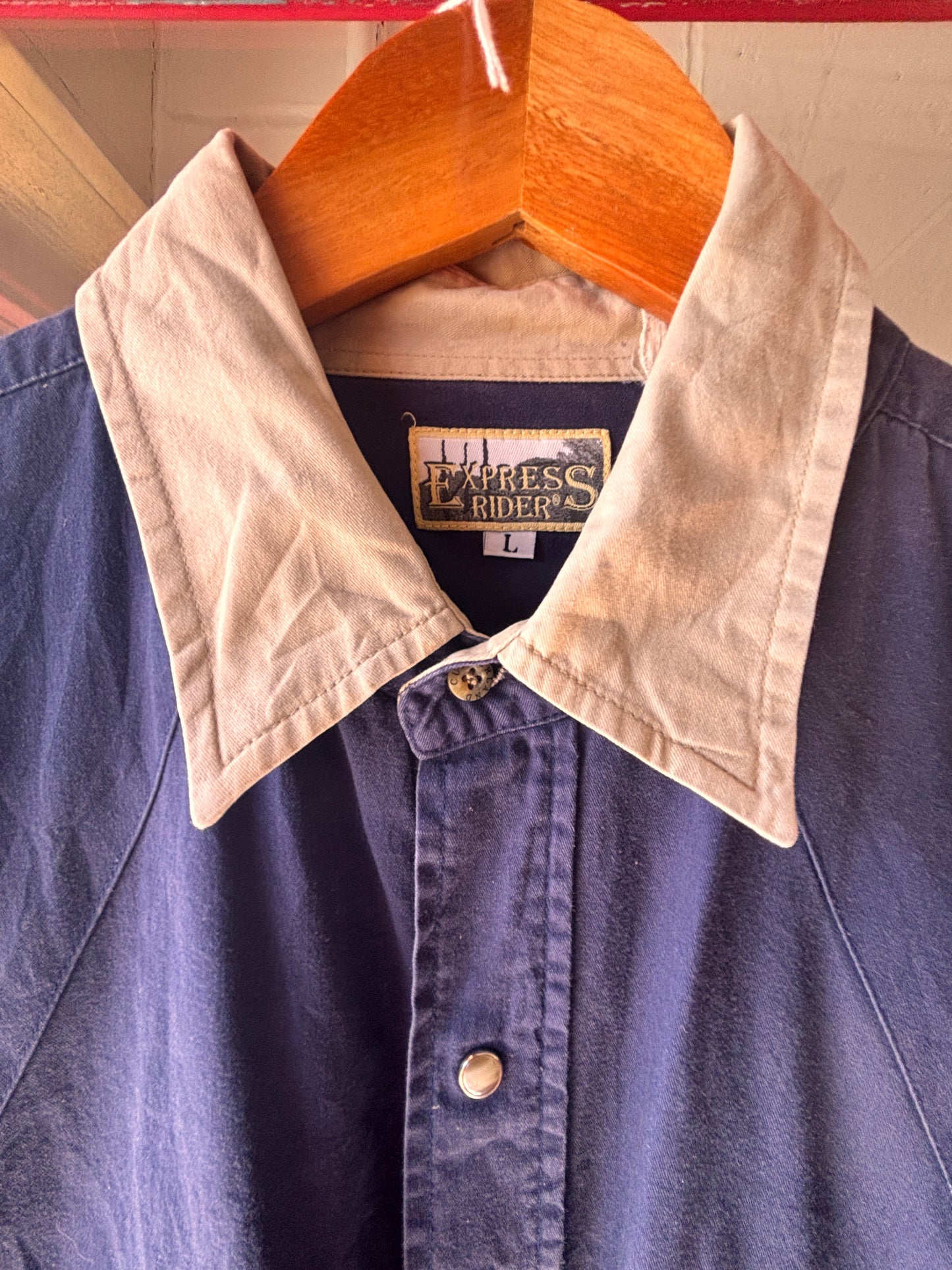Vintage Express Rider Western Denim Shirt | Colour Block Snap Fastening