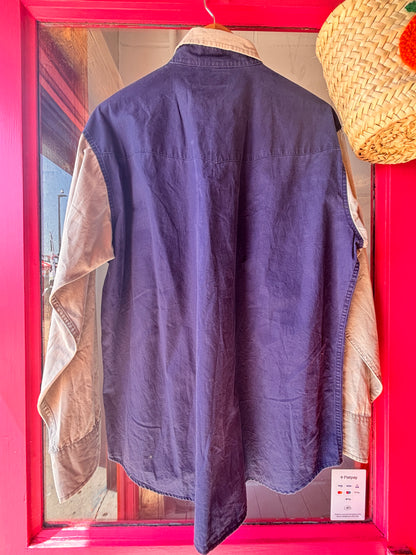 Vintage Express Rider Western Denim Shirt | Colour Block Snap Fastening