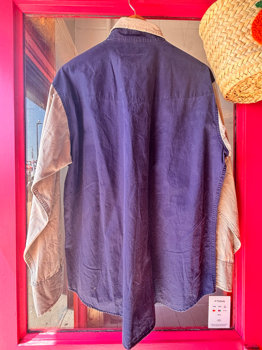 Vintage Express Rider Western Denim Shirt | Colour Block Snap Fastening