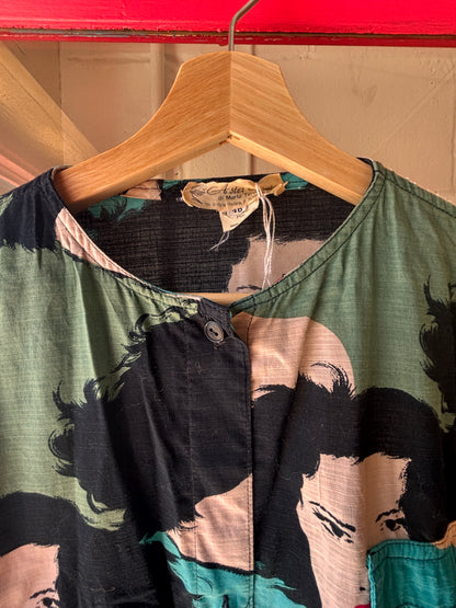 Vintage Italian Face Print Art Blouse | Atelier di Maria Teresa