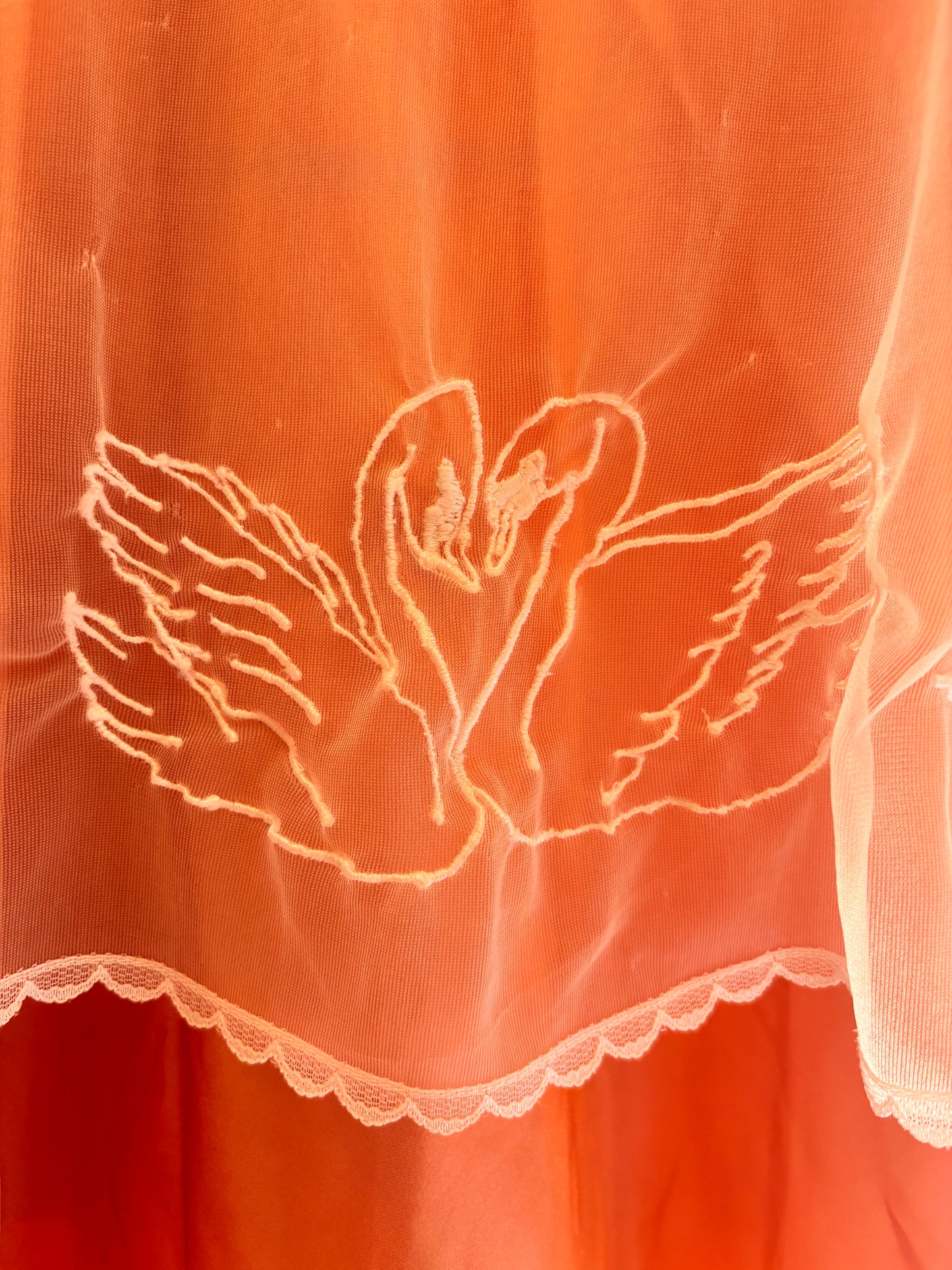 One-of-a-kind Vintage Sheer Bed Jacket with Embroidered Swans