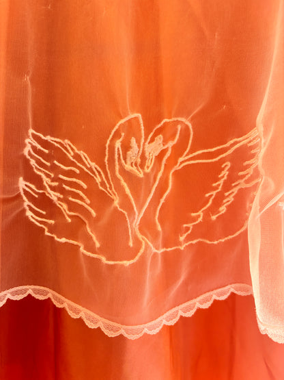 One-of-a-kind Vintage Sheer Bed Jacket with Embroidered Swans