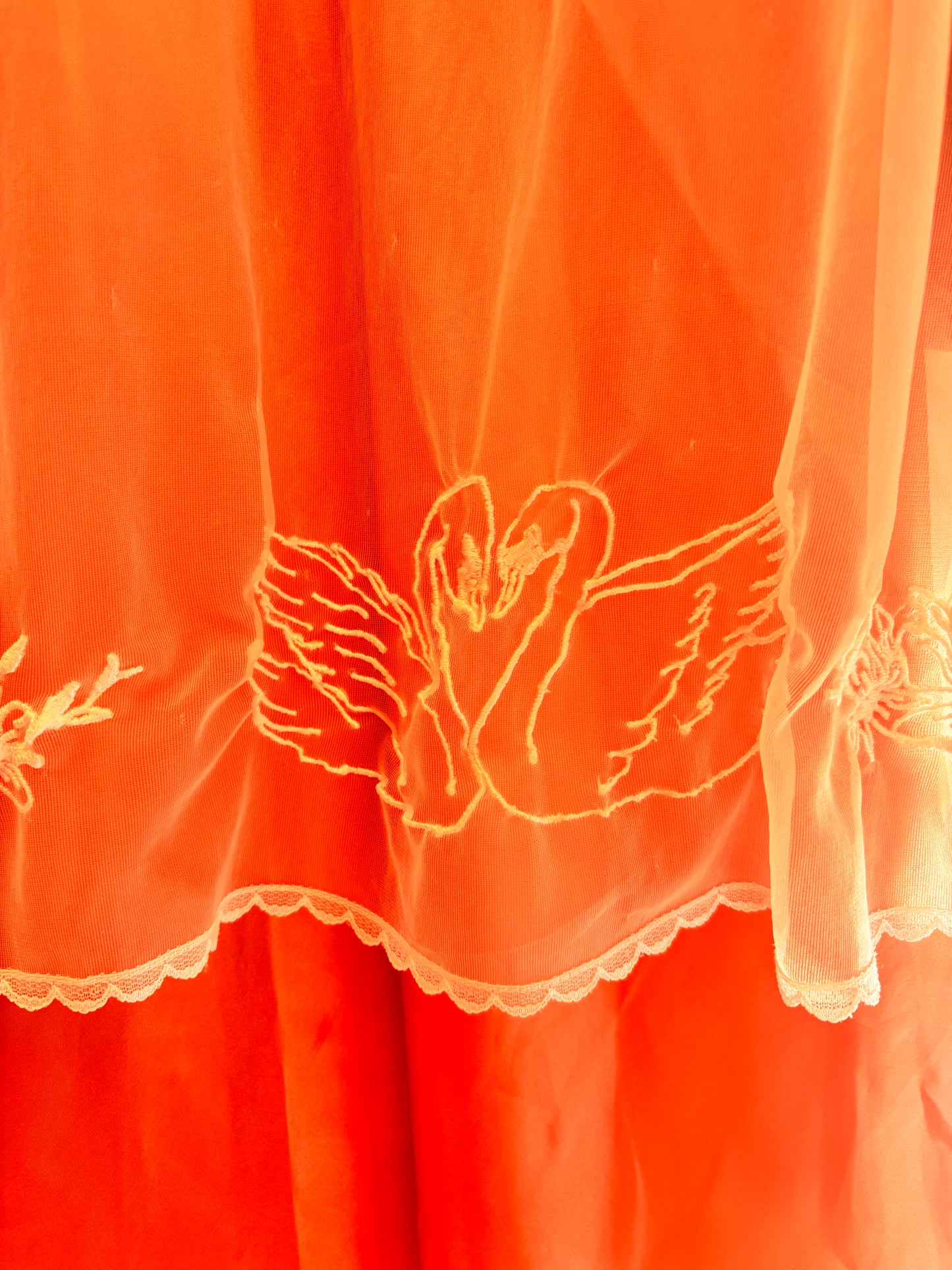 One-of-a-kind Vintage Sheer Bed Jacket with Embroidered Swans