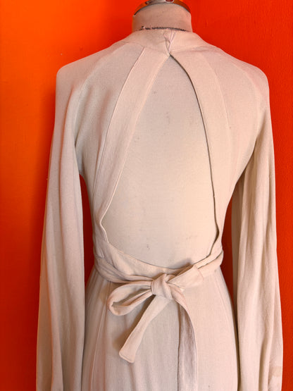 Back view of Cream moss crepe Ossie Clark Cuddly Dress
