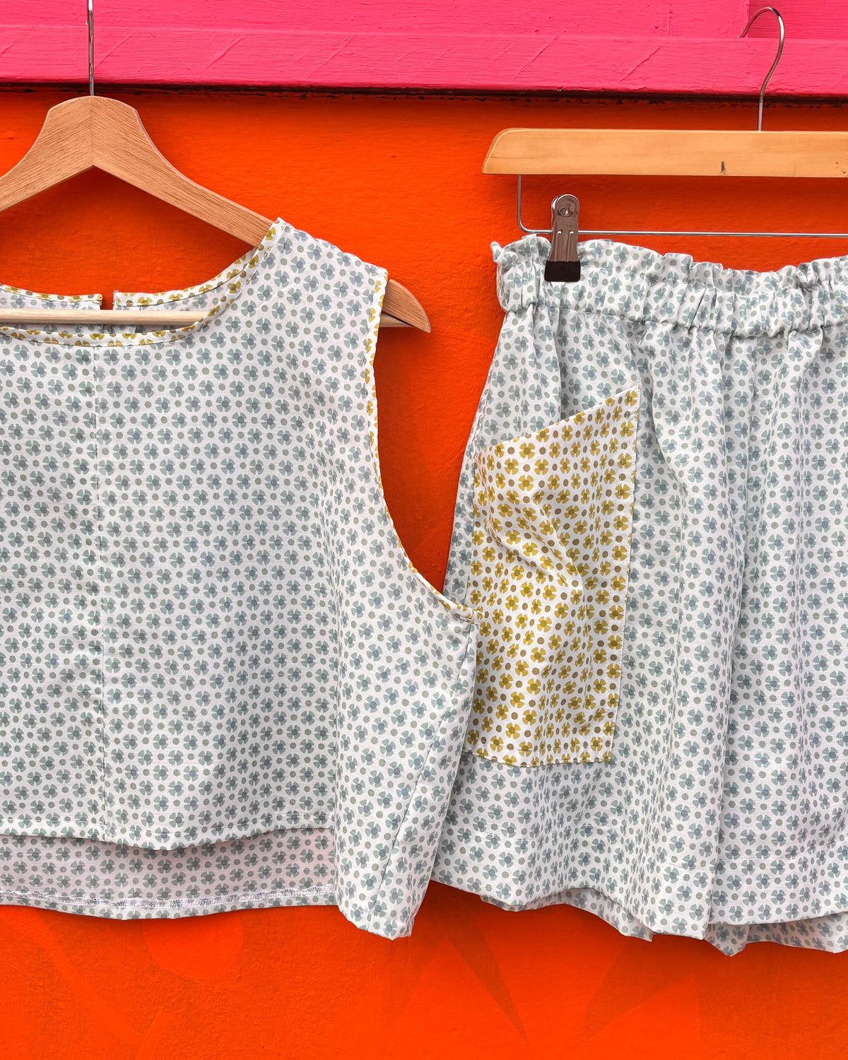 I'd [re]Wear That - Upcycled Blue Floral Cotton Two Piece Set