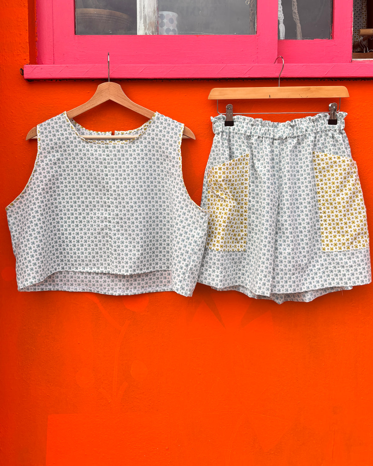 I'd [re]Wear That - Upcycled Blue Floral Cotton Two Piece Set
