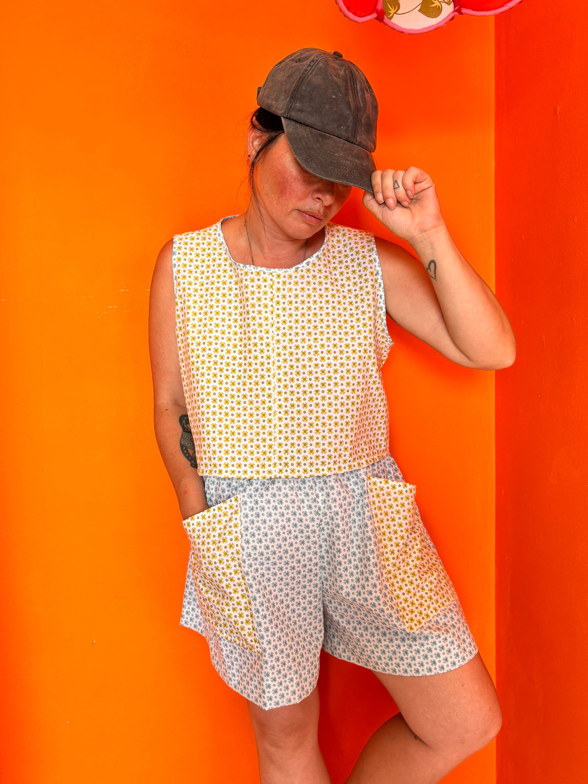 I'd [re]Wear That - Upcycled Blue Floral Cotton Two Piece Set