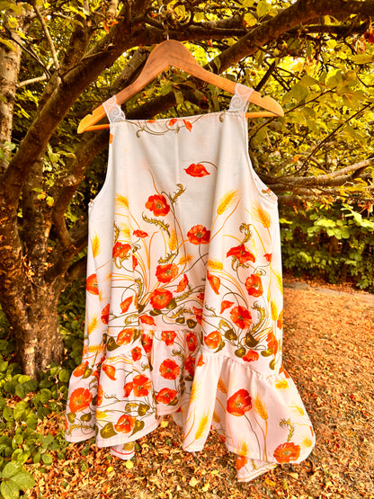 I'd [re]Wear That - Upcycled Vintage Floral Tablecloth Dipped Hem Dress