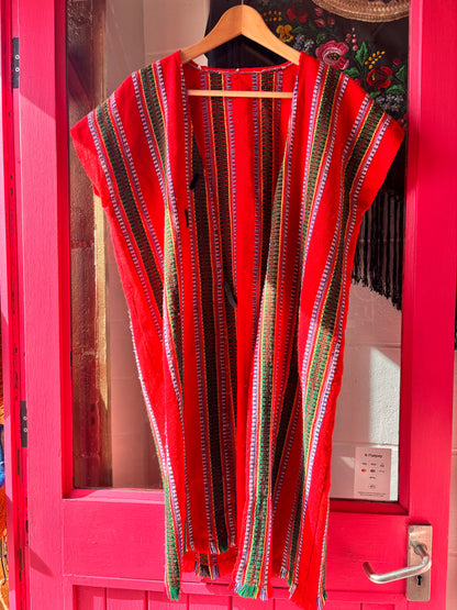 Handwoven Wool Longline Vest | Folk Textile Gilet