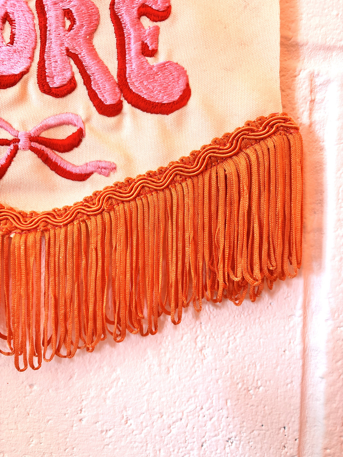 'Dance More' Hand Embroidered Pennant Wall Hanging