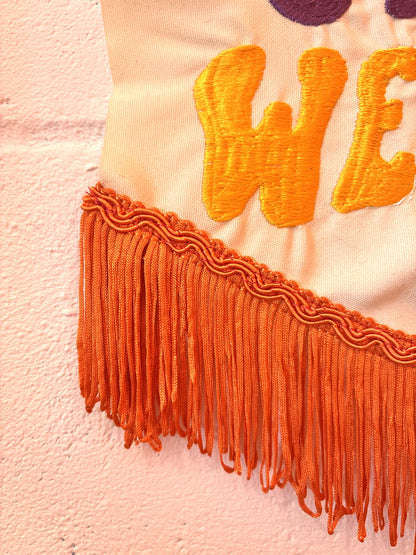 'Stay Weird' Hand Embroidered Pennant Wall Hanging