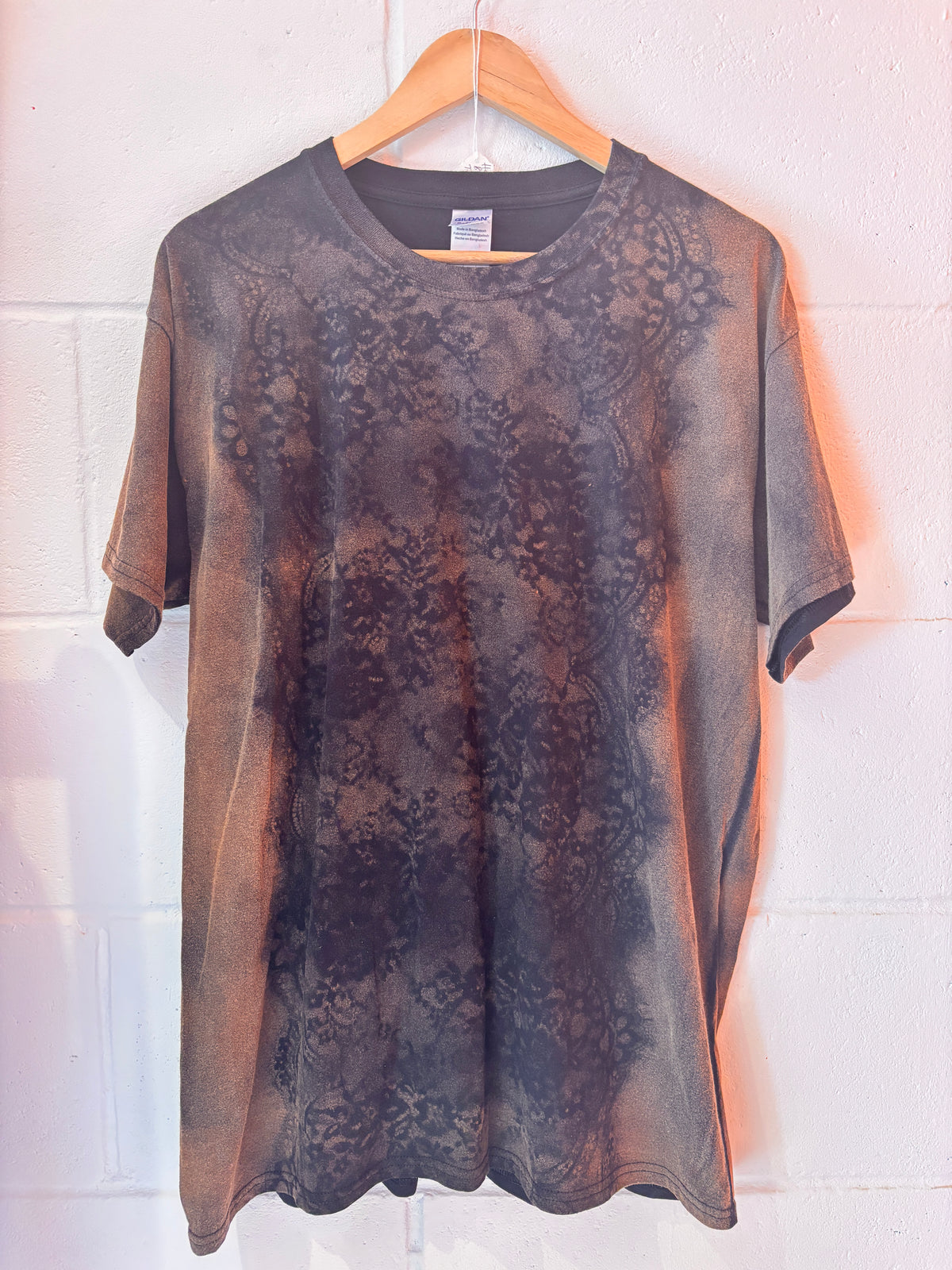 Hand Bleached Lace Print T-Shirt | One-of-a-Kind Upcycled Tee