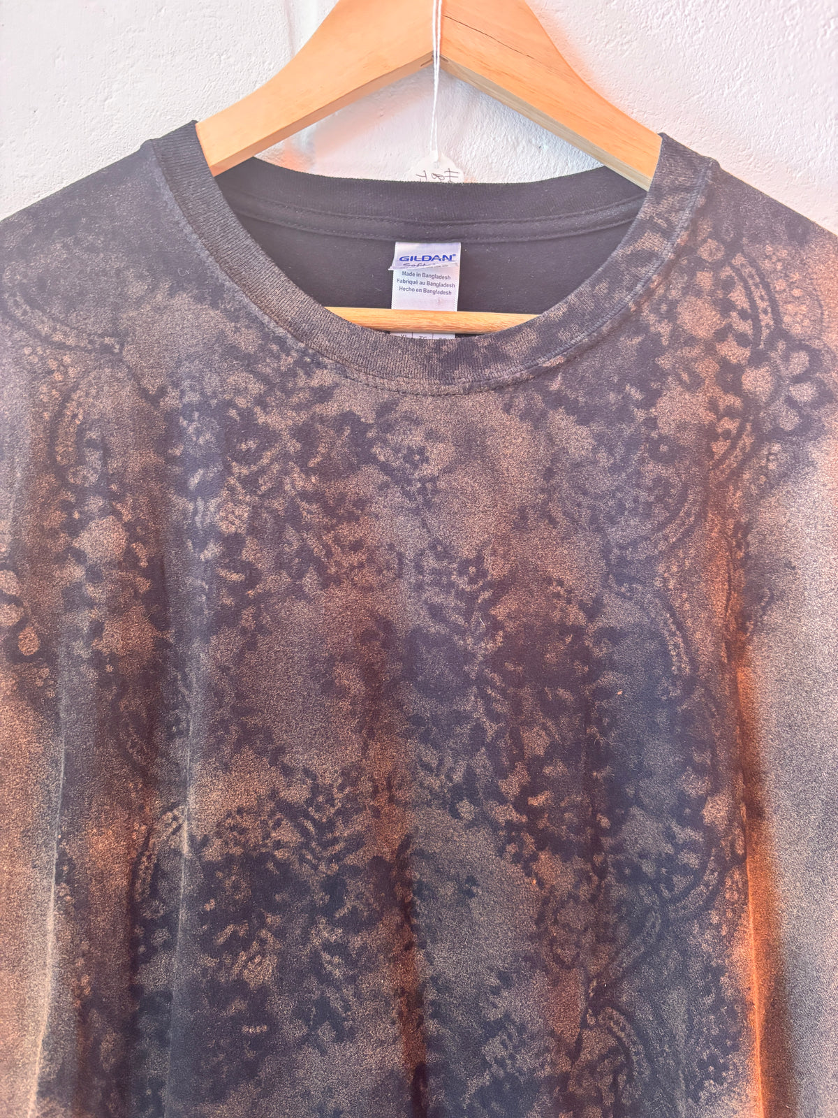 Hand Bleached Lace Print T-Shirt | One-of-a-Kind Upcycled Tee