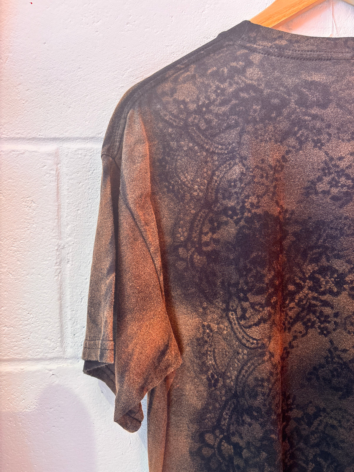 Hand Bleached Lace Print T-Shirt | One-of-a-Kind Upcycled Tee