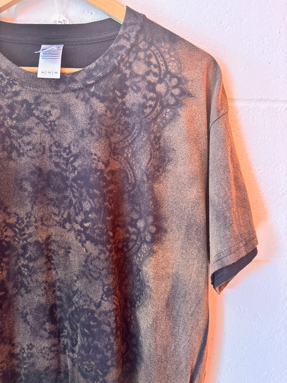 Hand Bleached Lace Print T-Shirt | One-of-a-Kind Upcycled Tee