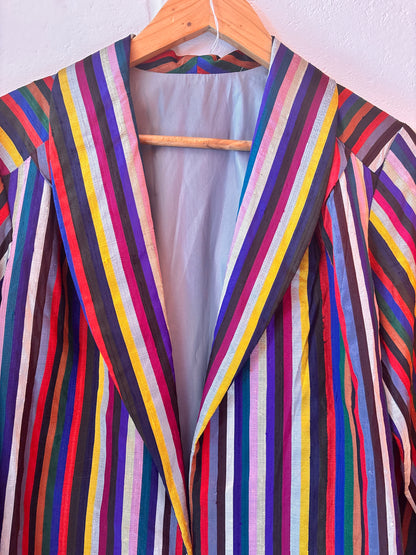 Vintage Multicolour Striped Silk Blazer