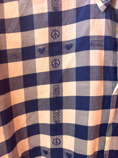 1990s Vintage Moschino Gingham Peace & Heart Shirt
