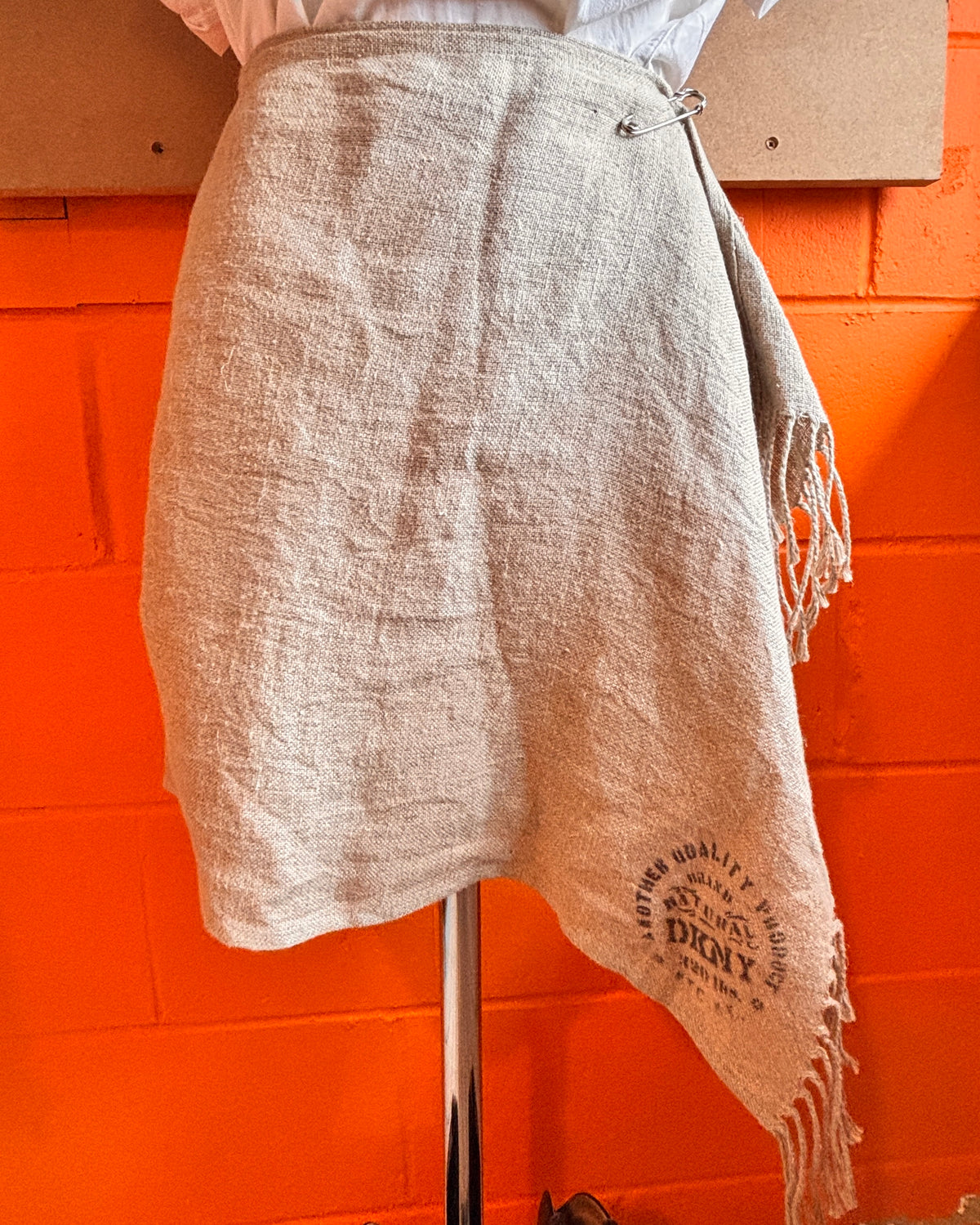 Vintage DKNY Burlap Asymmetric Wrap Skirt