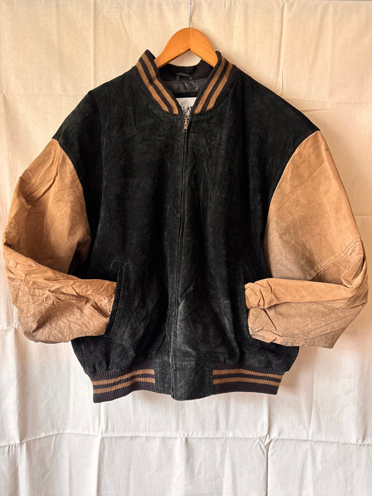 Avalanche Black & Tan Suede Bomber Jacket