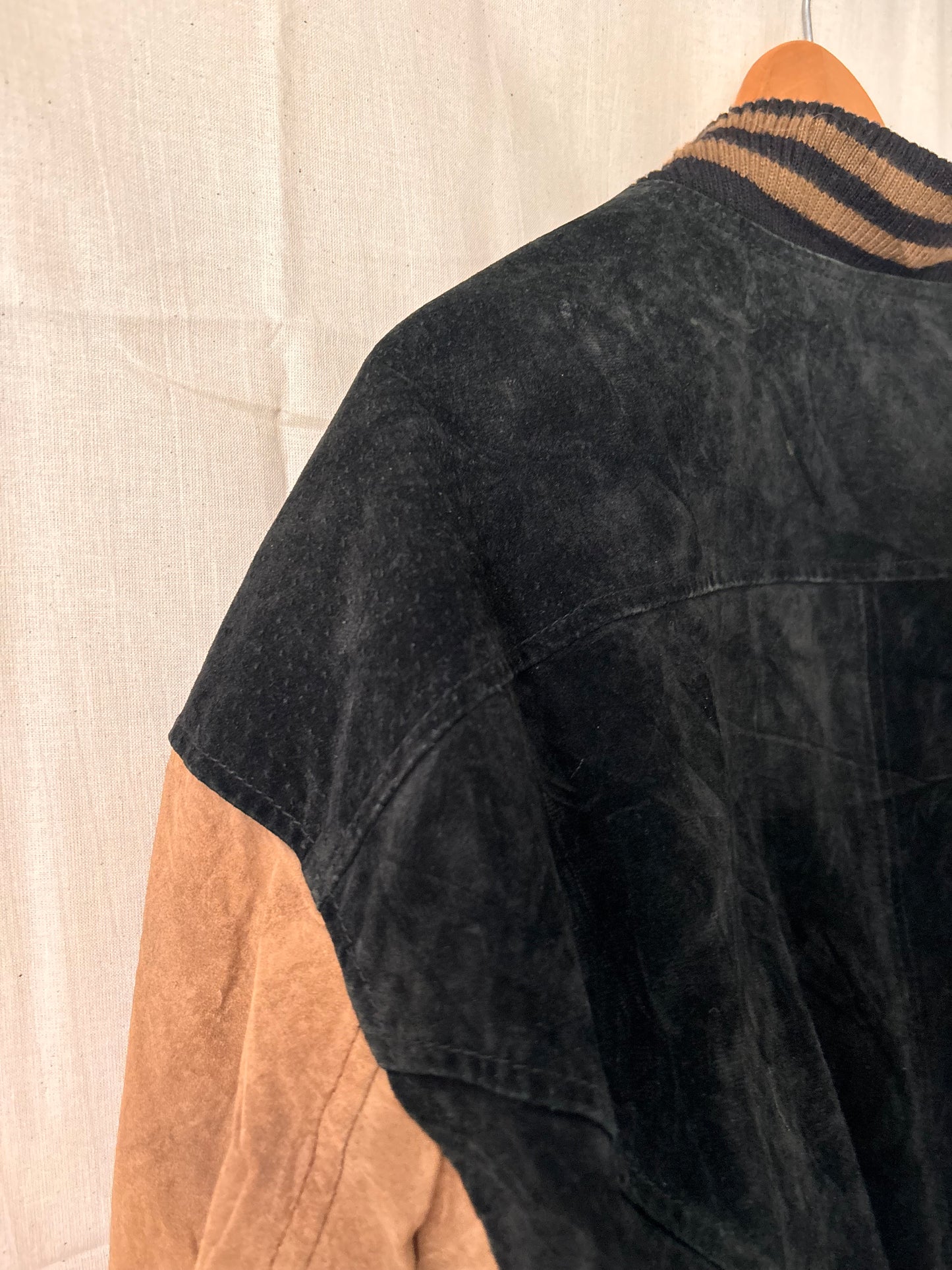 Avalanche Black & Tan Suede Bomber Jacket