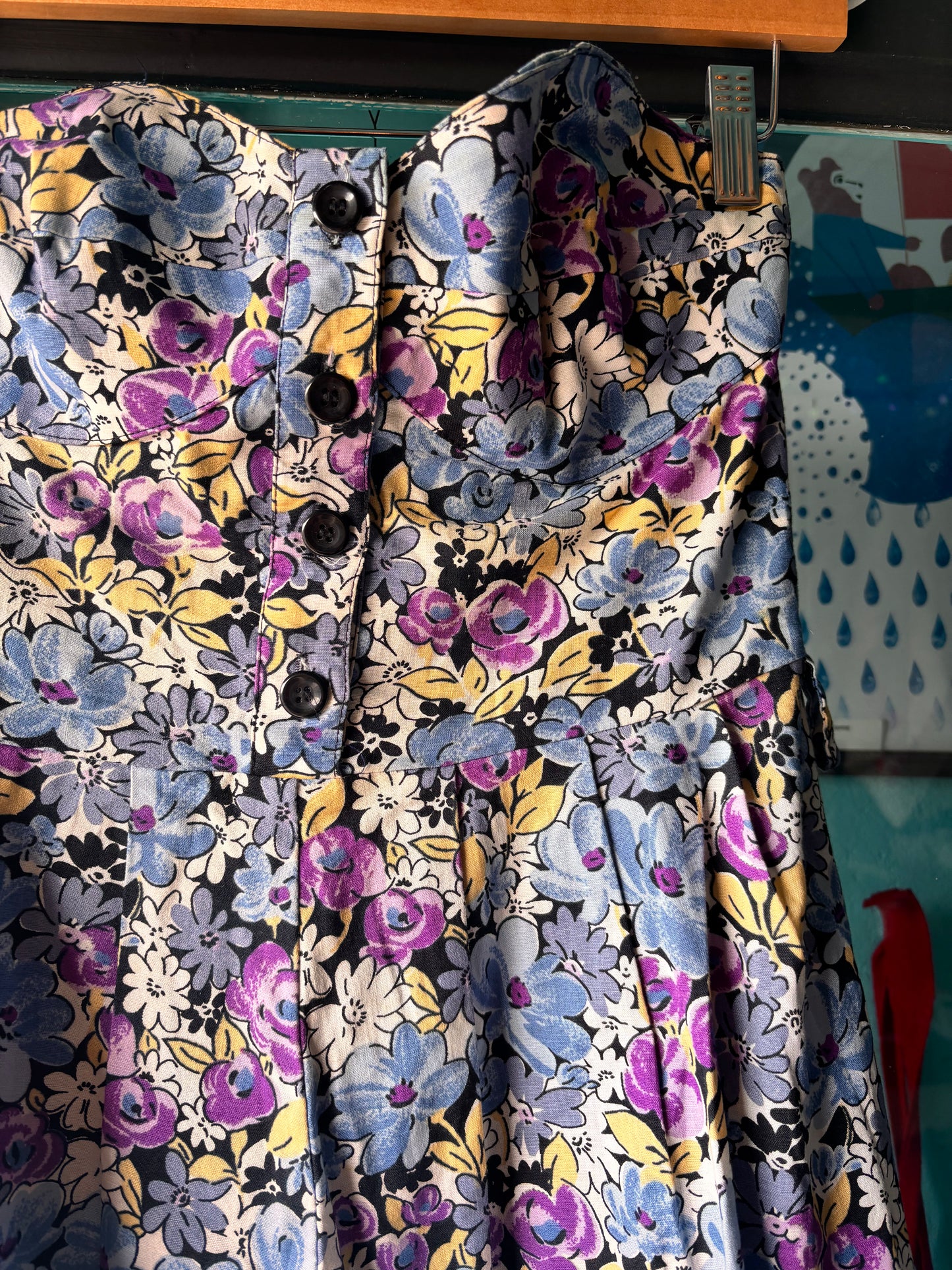 Vintage Satoua Strapless Floral Dress