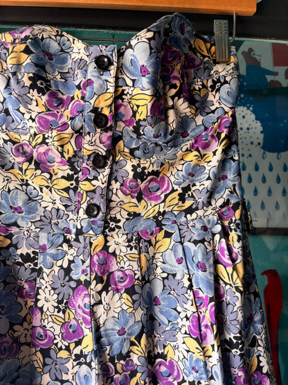 Vintage Satoua Strapless Floral Dress