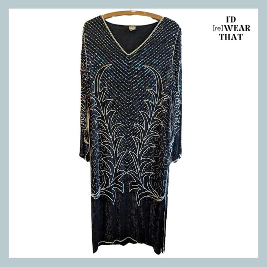 Vintage 1980s Sequin & Pearl Embellished Dress