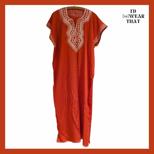Vintage Red Boho Embroidered Kaftan