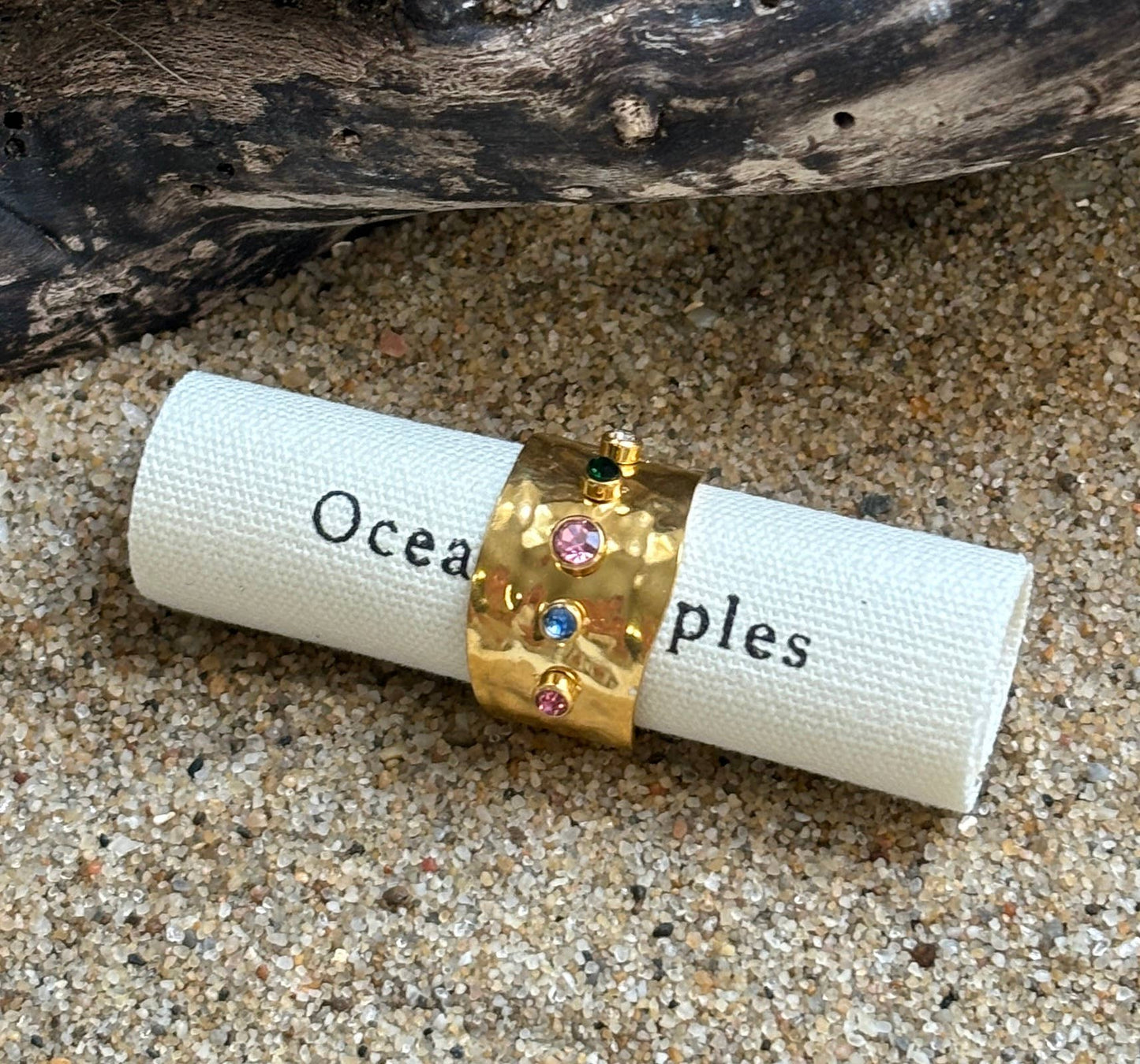 18ct Gold Plated Multi Colour Cubic Zirconia Adjustable Ring