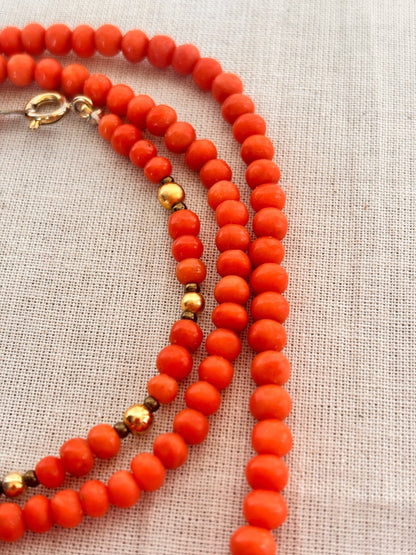 Antique Coral Bead Necklace & Bracelet Set - I'd Wear That