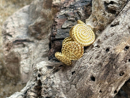 18ct Gold Plated Adjustable Textured Spiral Ring