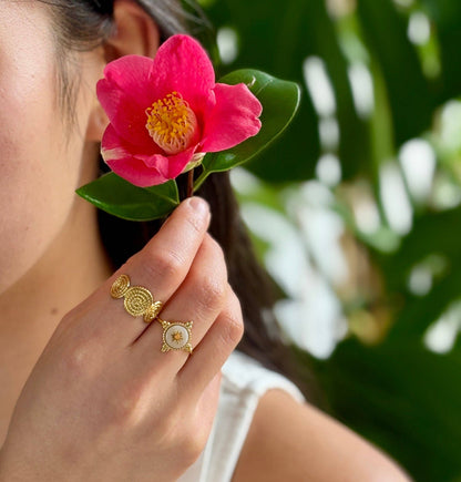 18ct Gold Plated Adjustable Textured Spiral Ring