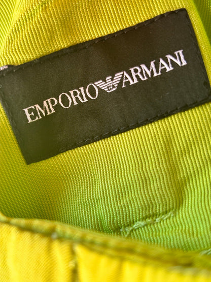 Authentic label of Emporio Armani Lime Green Cocoon Silk Trousers