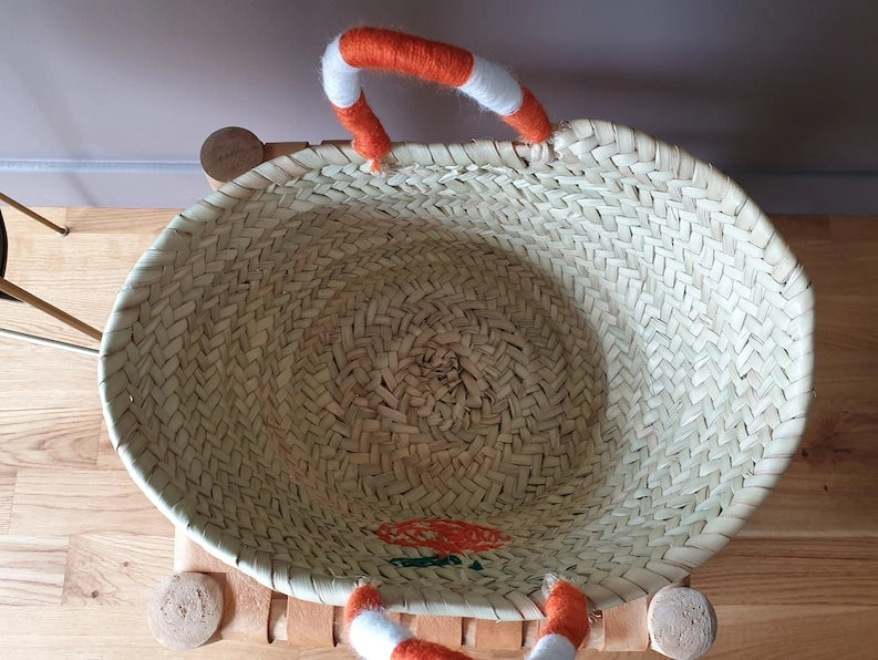 inside view of mini woven basket bag