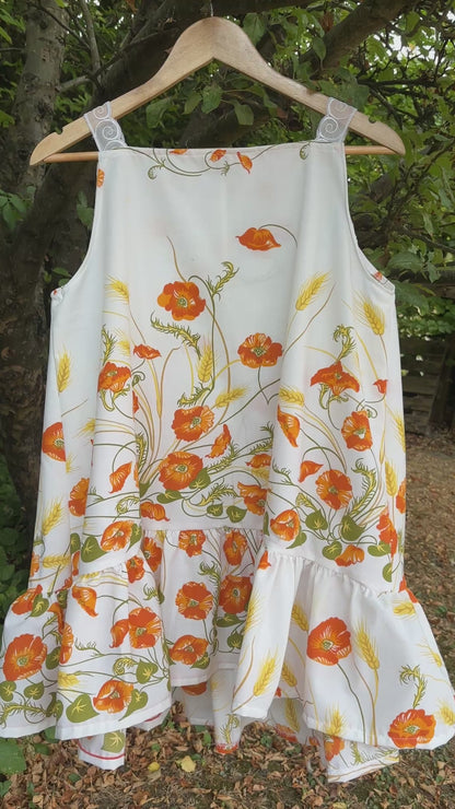 I'd [re]Wear That - Upcycled Vintage Floral Tablecloth Dipped Hem Dress