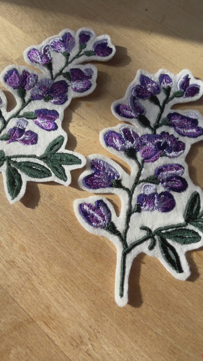 Hand-Guided Baptisia Australis Embroidery Patch