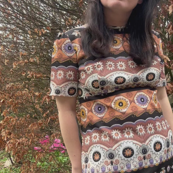 video of Vintage 1970s Printed Maxi Dress – Boho Folk Pattern