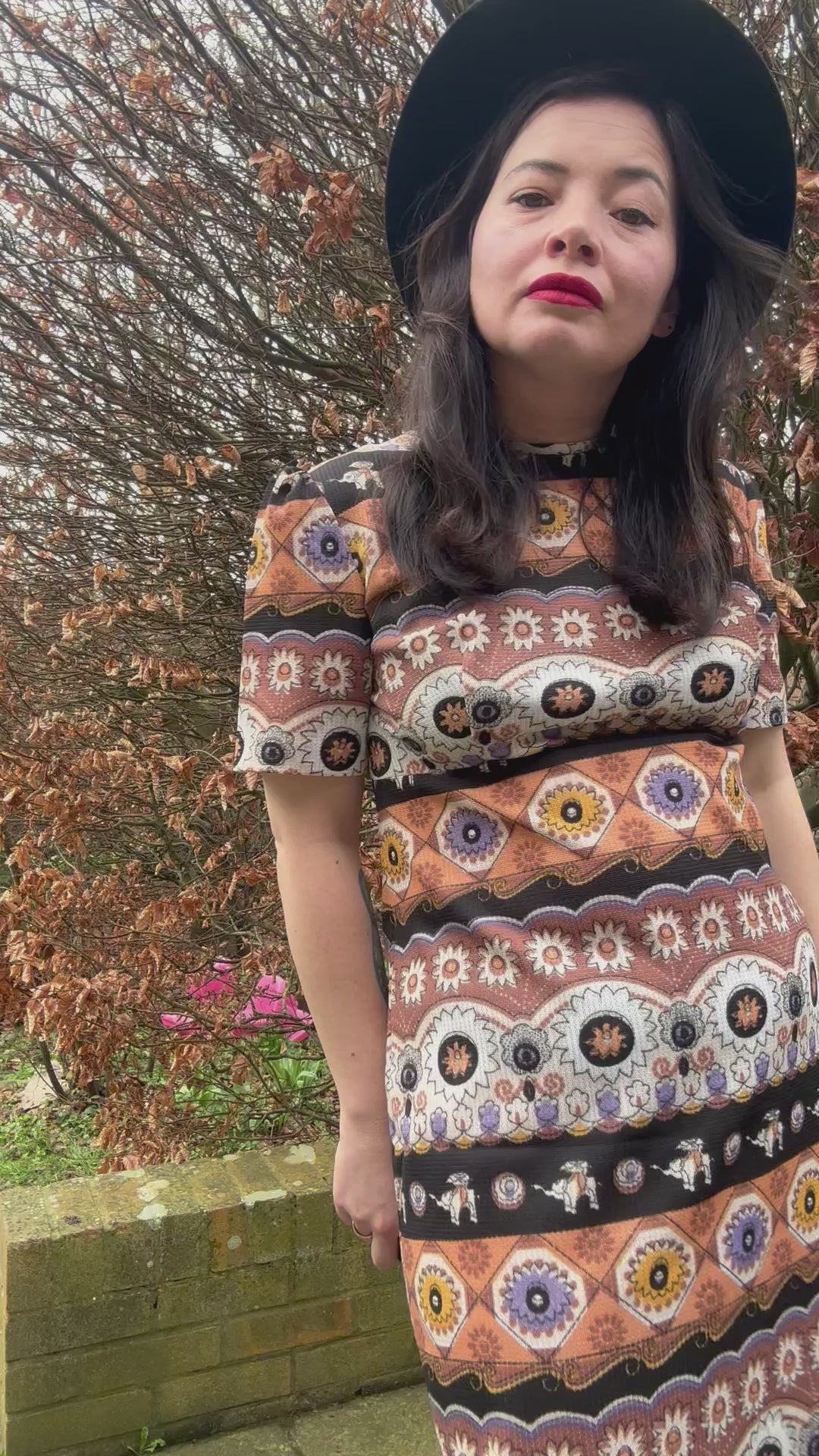 video of Vintage 1970s Printed Maxi Dress – Boho Folk Pattern