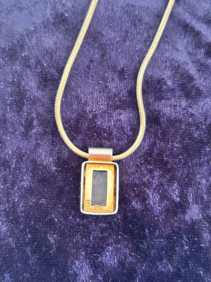 Square Baltic Amber Pendant Sterling Silver 925 Necklace - I'd Wear That
